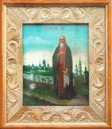 Этот образ преподобного Макария Калязинского с частицей мощей находится в Алексеевской церкви Клобукова монастыря.